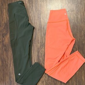 lululemon athletica Green and Orange Leggings